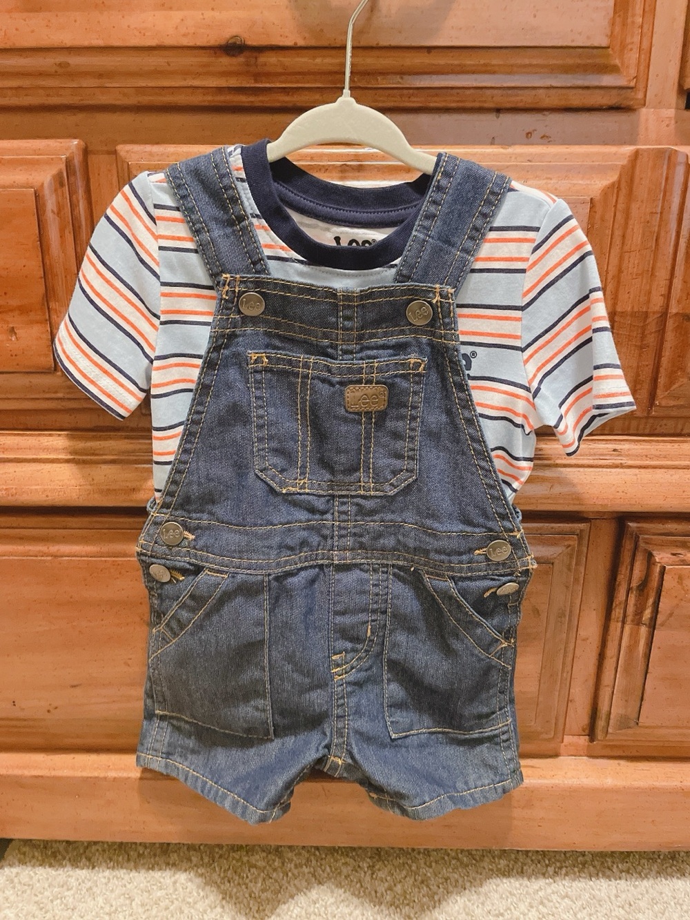 Lee Kids' Denim Shortalls and Shirt Set Size 12 Months